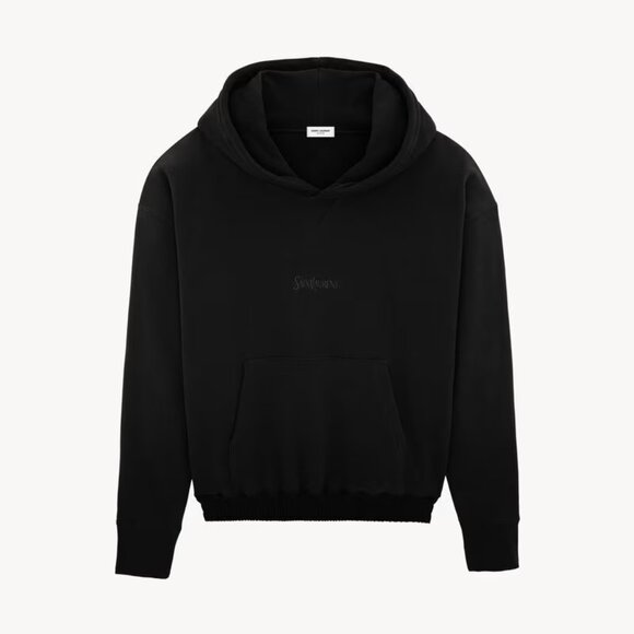 Saint Laurent YSL Black Logoed Sweatshirt Hoodie
